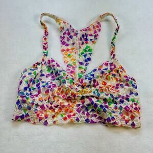 VS PINK Y2K Lace Racerback Sheer Neon Bralette Sheer Festival Lingerie Size M